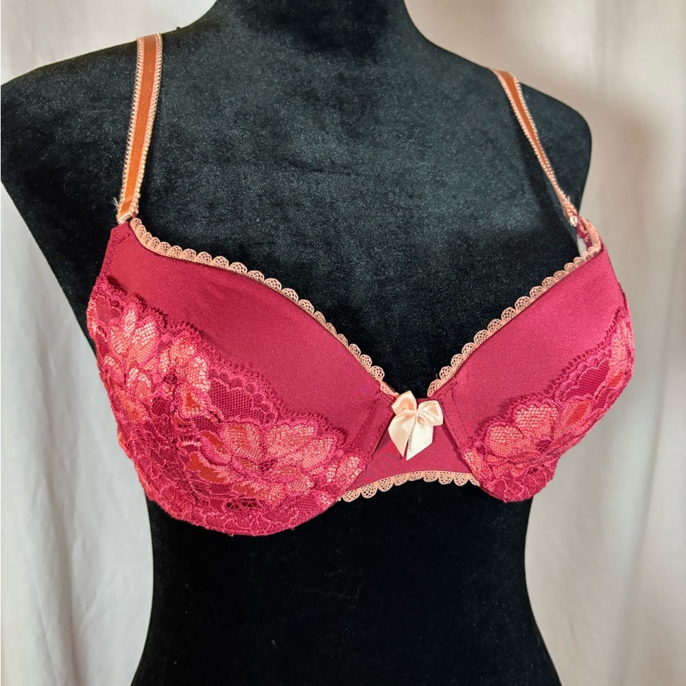 Adore Me Lace Embellished Bra in Deep Pink